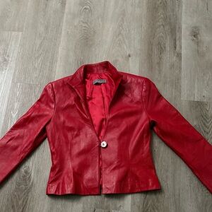 Genuine Italian Red Leather Jacket Women’s Small